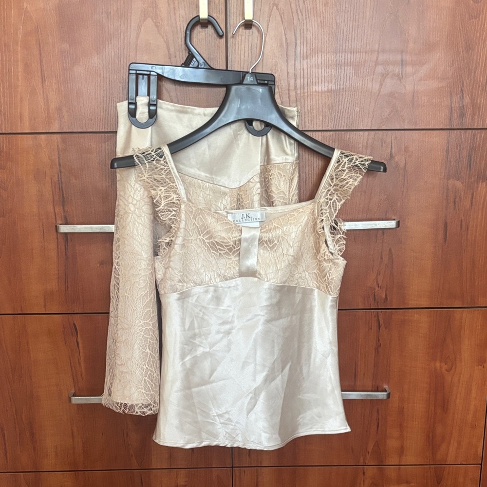 JK Collection 2-piece Lace and Satin Skirt and Cami Set - NWOT